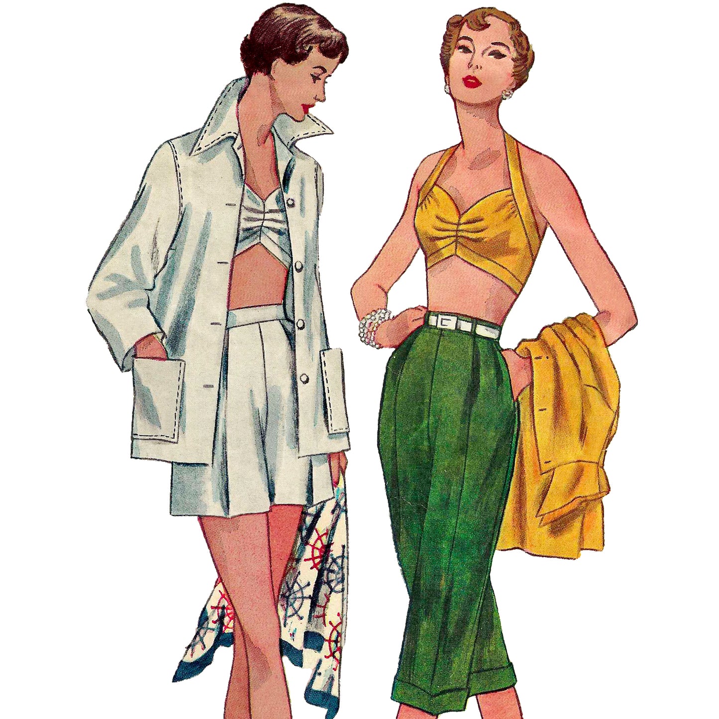 PAPER Pattern  1950s Jacket, Bra, Pedal Pushers, Shorts / Bust 34