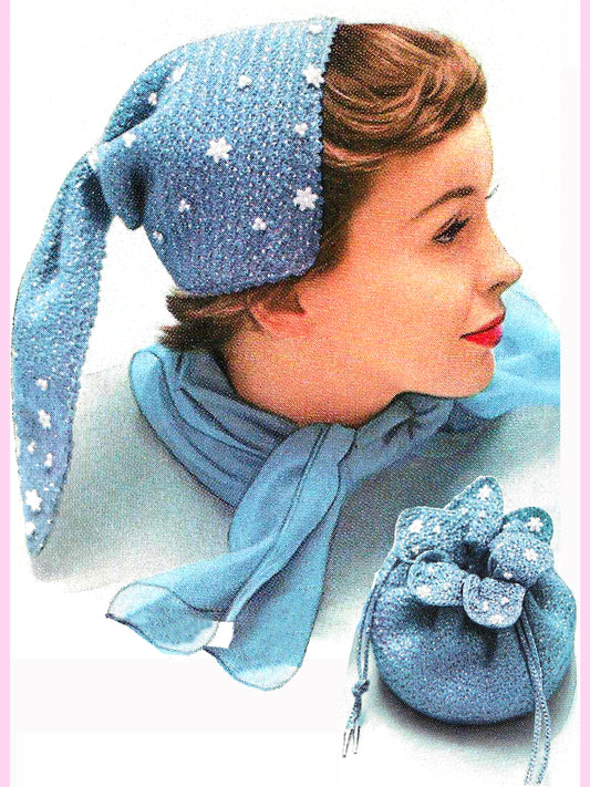 1950s Star Spangled Bonnet and Bag - Crochet PDF Pattern