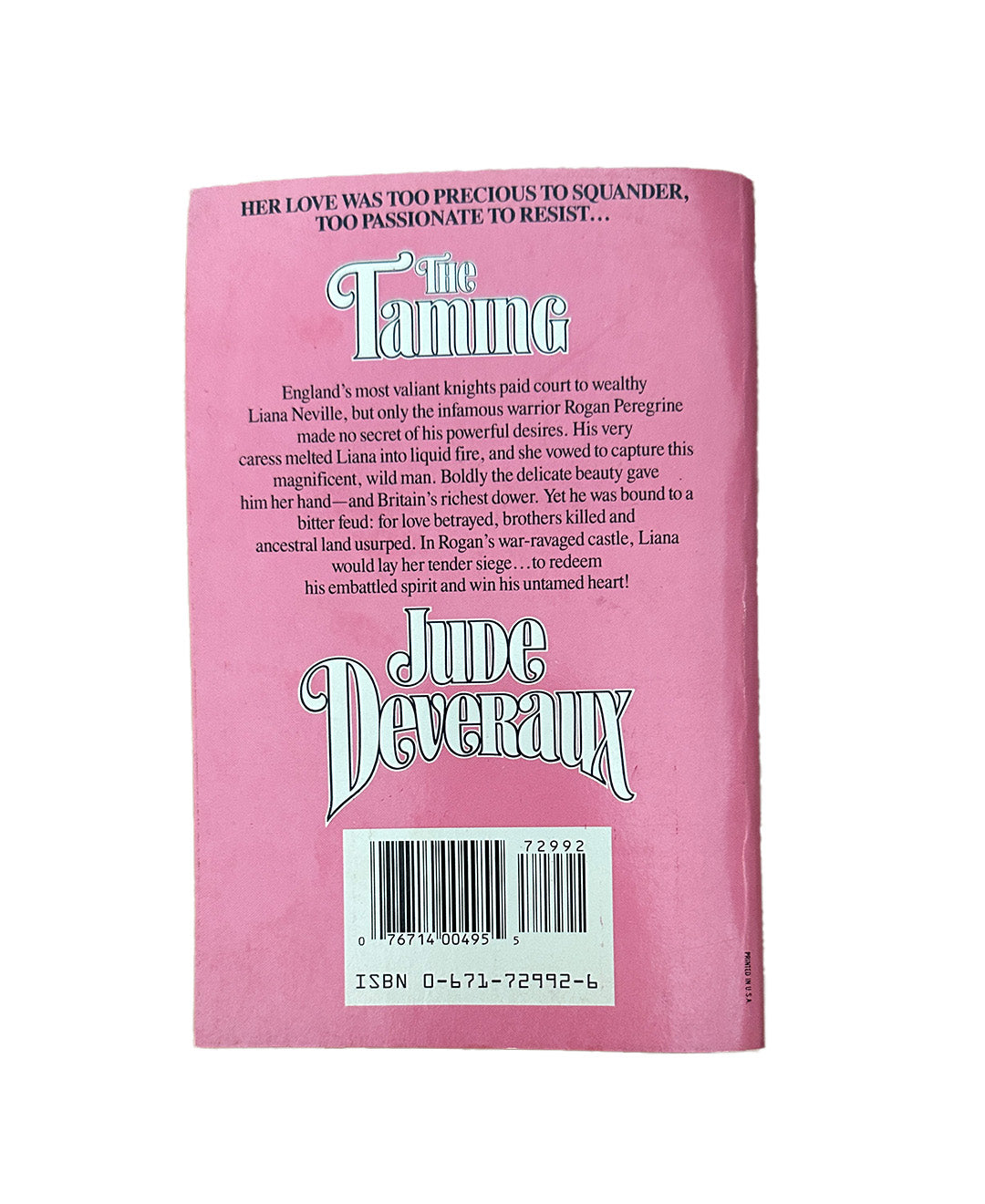 The Taming by Jude Deveraux (1989) - 80s Romance Novel
