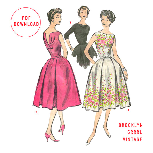 PDF Pattern - 1950's Cocktail Dress / Bust 37