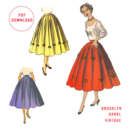 PDF Pattern - 1950's Sixteen Panel Skirt / Multiple Sizes