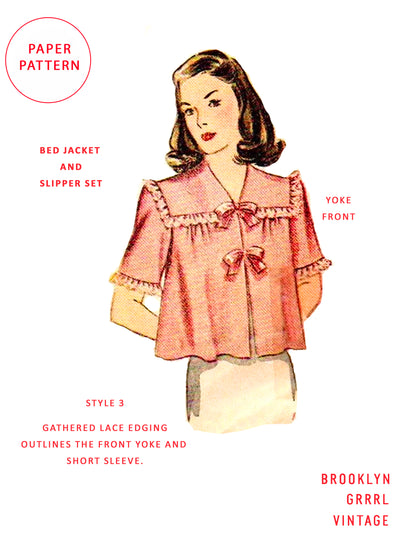 PAPER Pattern  1940's Bed Jacket and Slippers / Bust 38