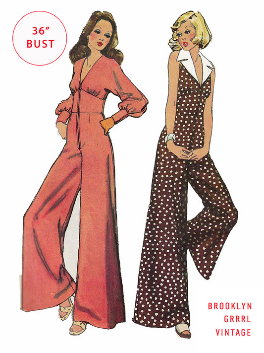 Paper Pattern - 1970s Jumpsuit with Shaped Midriff / Bust 36