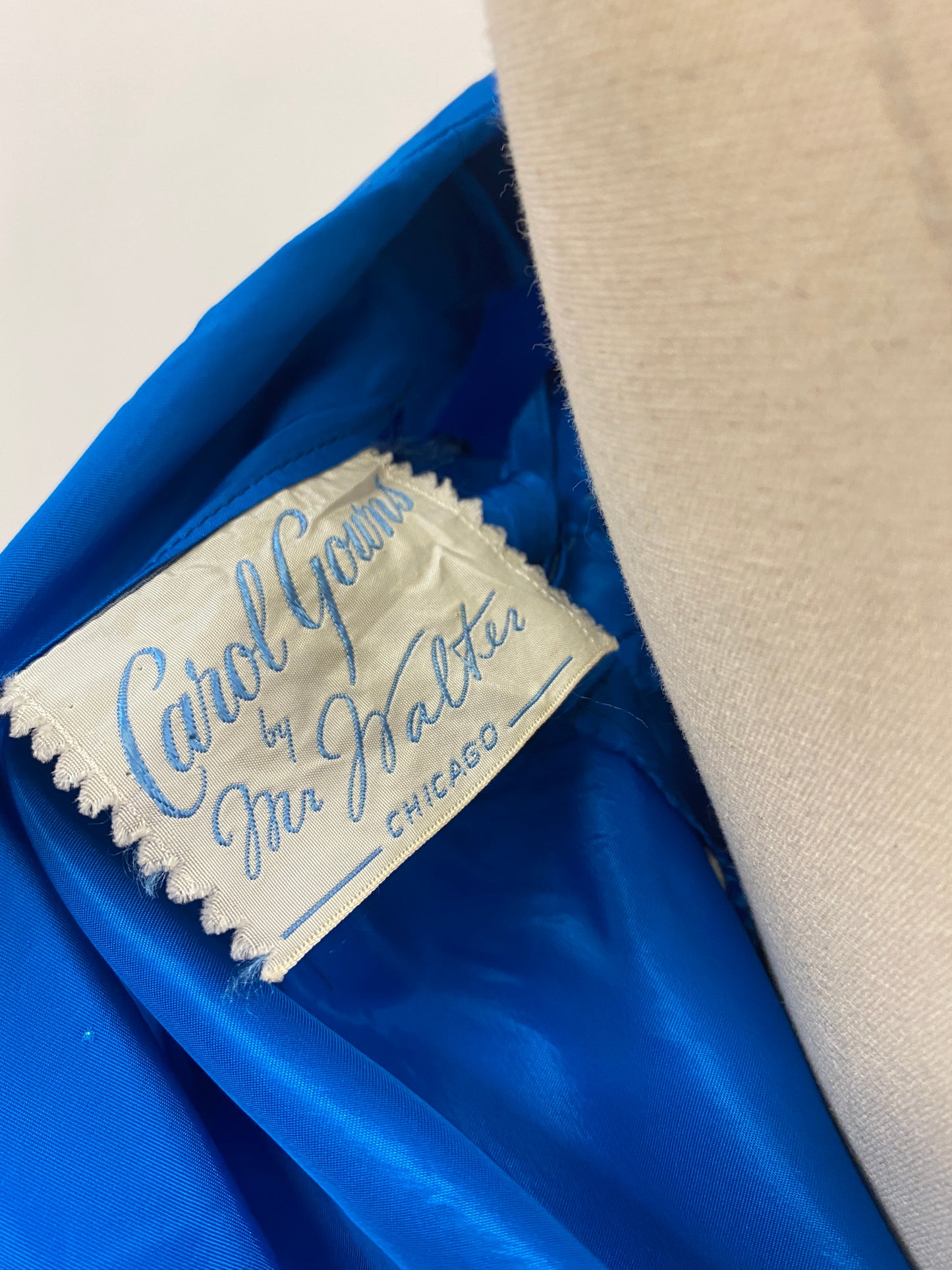 1950s Striking Sapphire Blue Gown with Bow / Waist 26