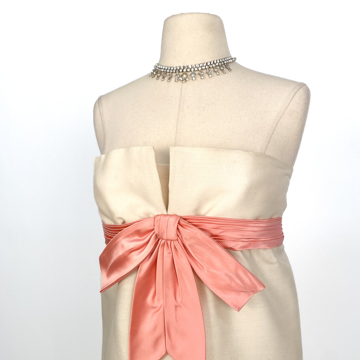 1960s Column Dress with Pink Satin Bow / Bust 32