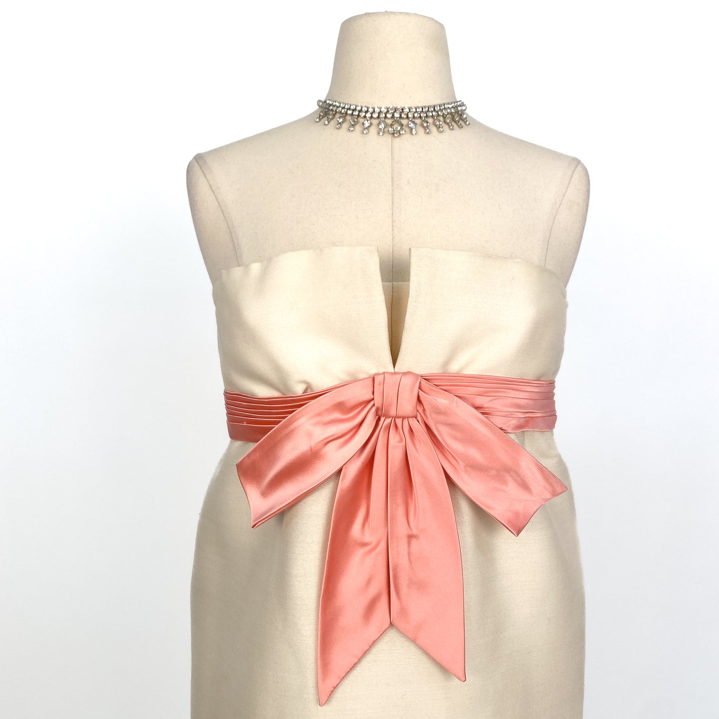 1960s Column Dress with Pink Satin Bow / Bust 32
