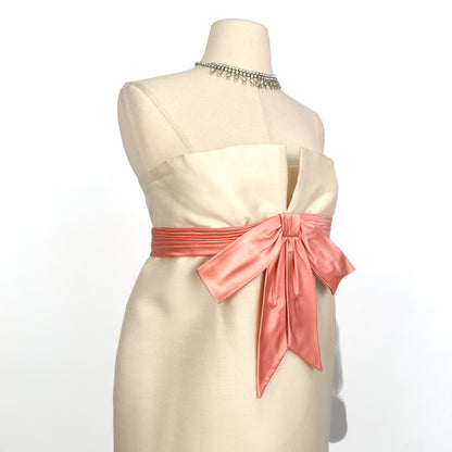 1960s Column Dress with Pink Satin Bow / Bust 32