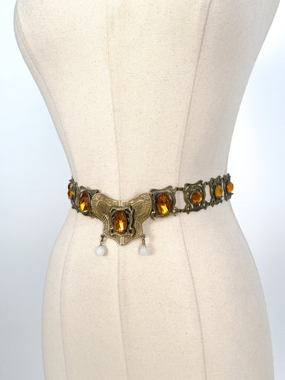 Victorian Art Nouveau Brass Belt / Waist 30