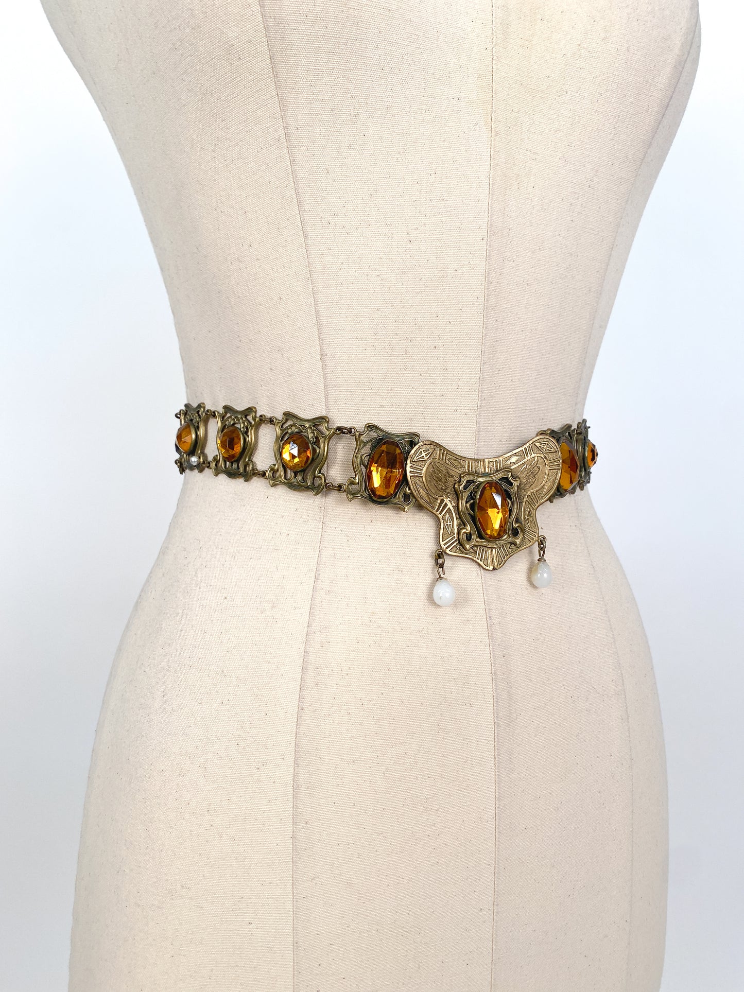 Victorian Art Nouveau Brass Belt / Waist 30