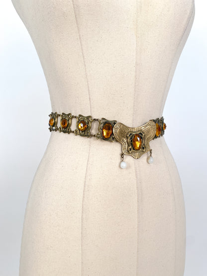 Victorian Art Nouveau Brass Belt / Waist 30