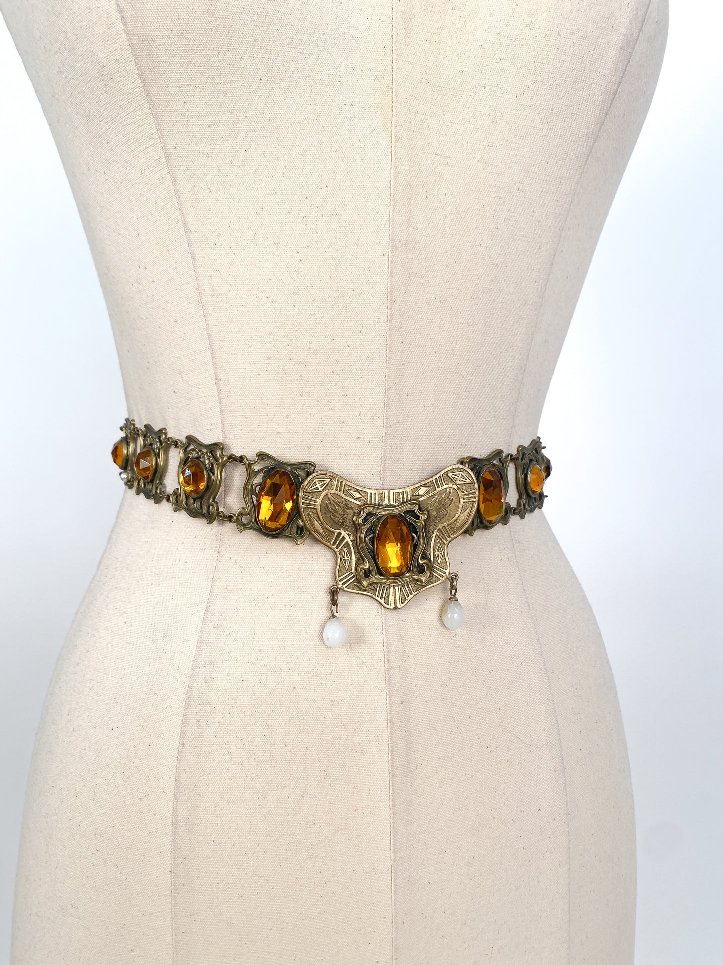 Victorian Art Nouveau Brass Belt / Waist 30