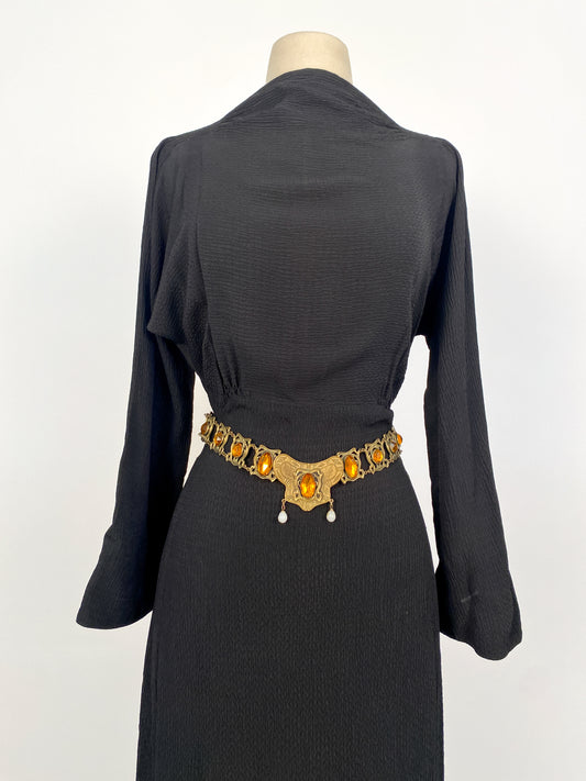 Victorian Art Nouveau Brass Belt / Waist 30