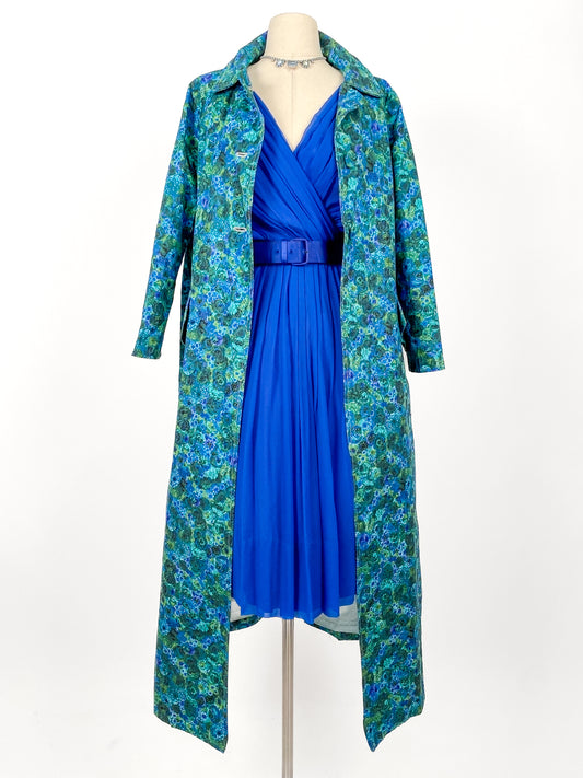 1960s Cotton Floral Driving Coat / Fits up to Waist 44