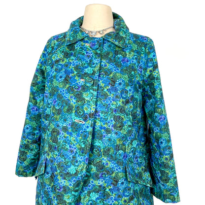 1960s Cotton Floral Driving Coat / Fits up to Waist 44