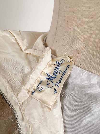 Darling 1950s Lace and Tulle Tea Length Wedding Gown / Waist 24