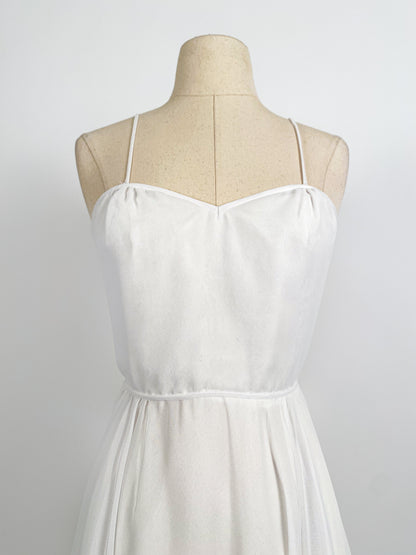 1970s Lace and Chiffon Wedding Dress / Waist 26