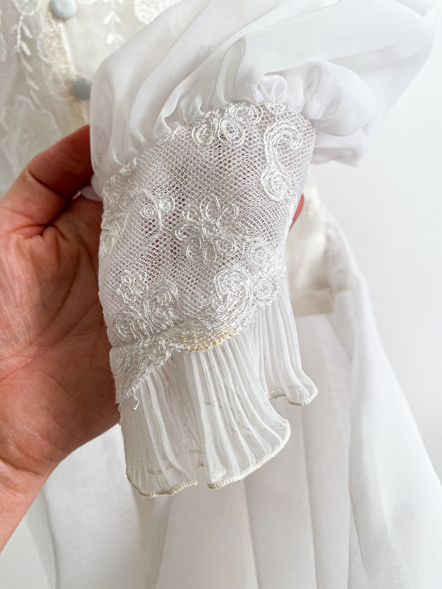1970s Lace and Chiffon Wedding Dress / Waist 26