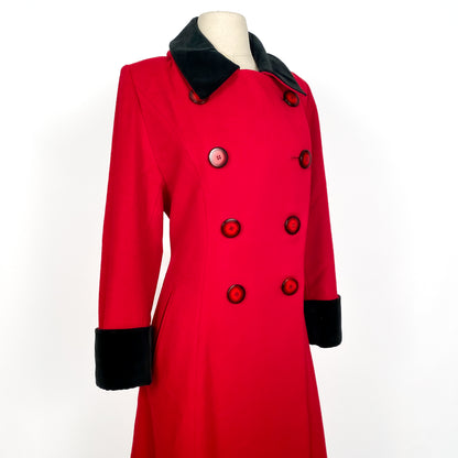 1980s Christian Dior Red Wool Coat / Waist 37