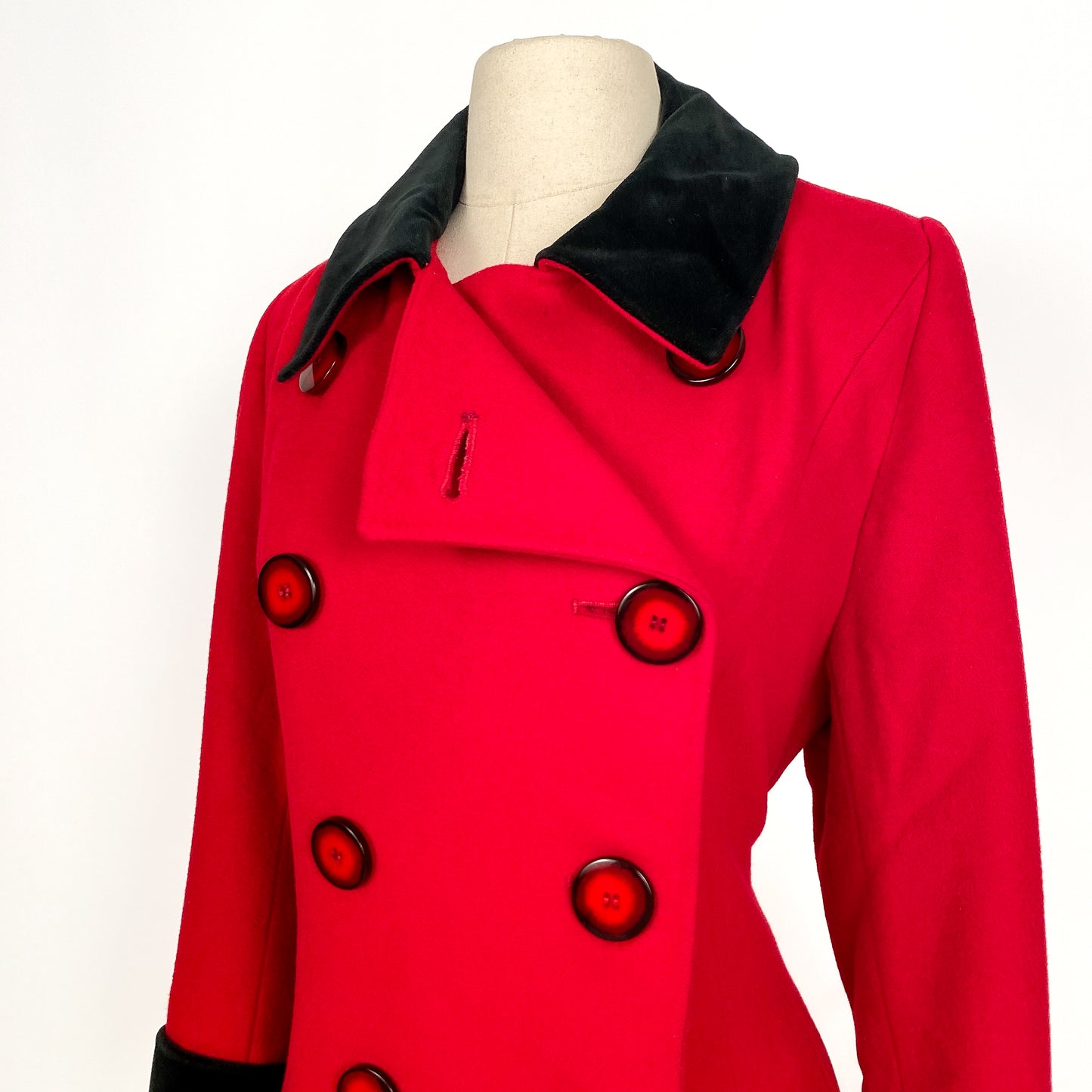 1980s Christian Dior Red Wool Coat / Waist 37