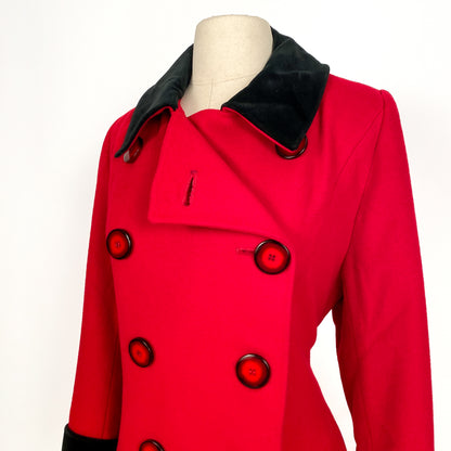 1980s Christian Dior Red Wool Coat / Waist 37