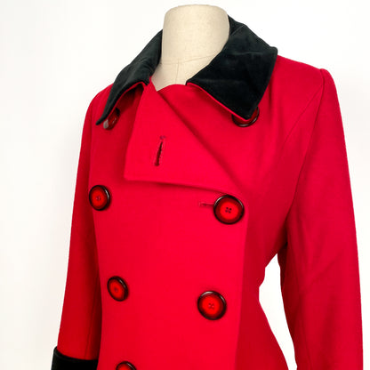 1980s Christian Dior Red Wool Coat / Waist 37