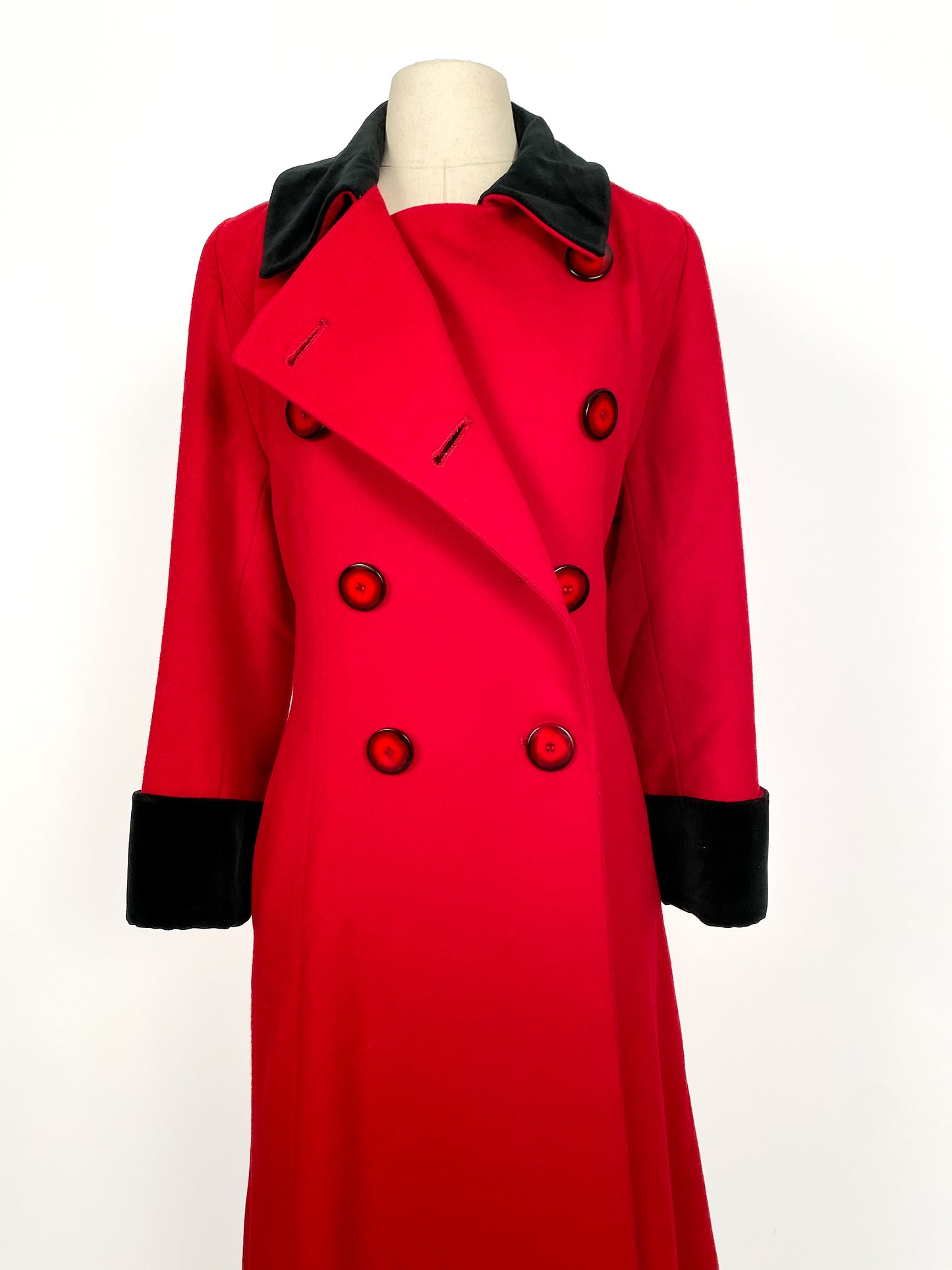 1980s Christian Dior Red Wool Coat / Waist 37