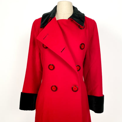 1980s Christian Dior Red Wool Coat / Waist 37