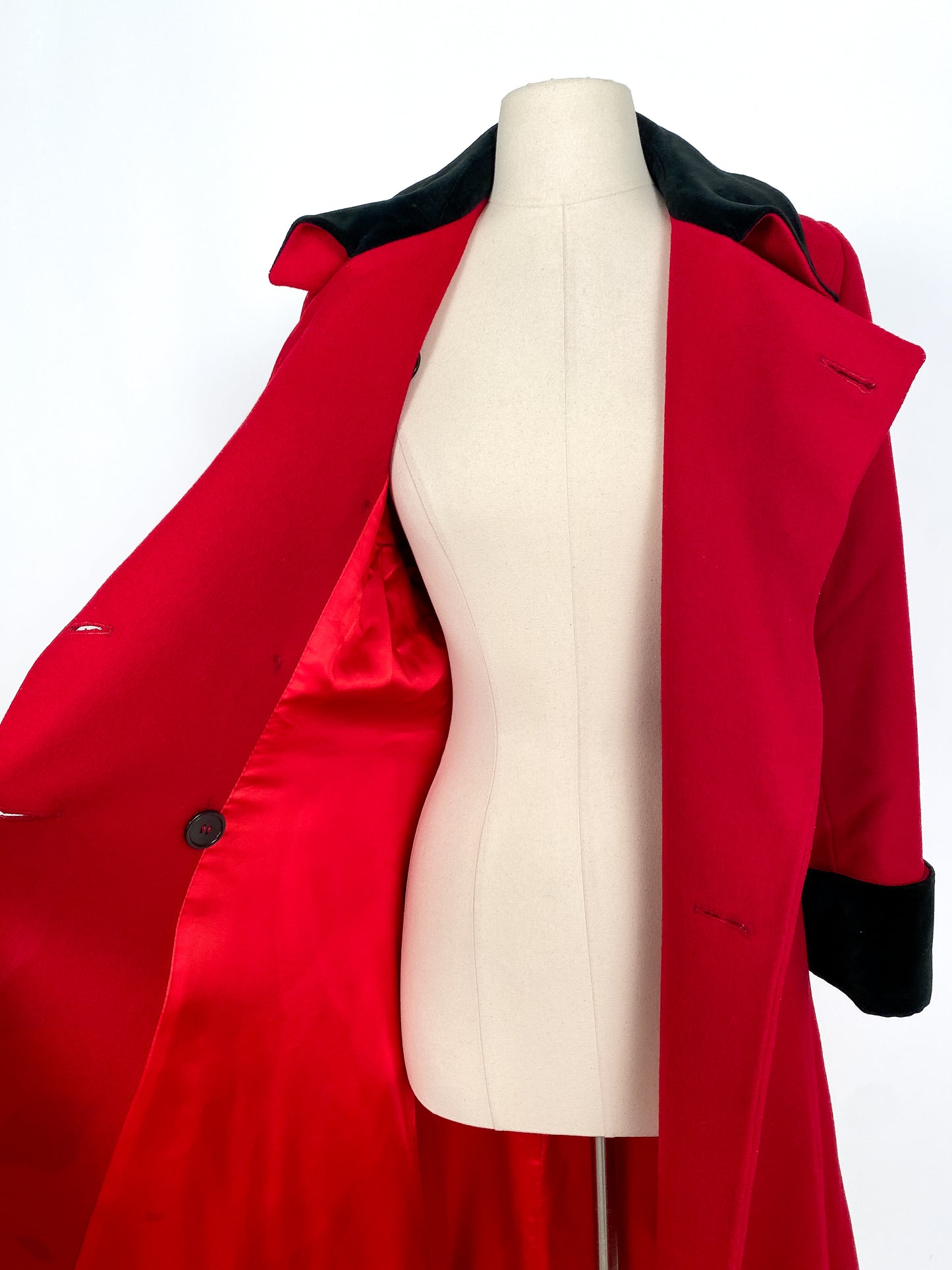 1980s Christian Dior Red Wool Coat / Waist 37