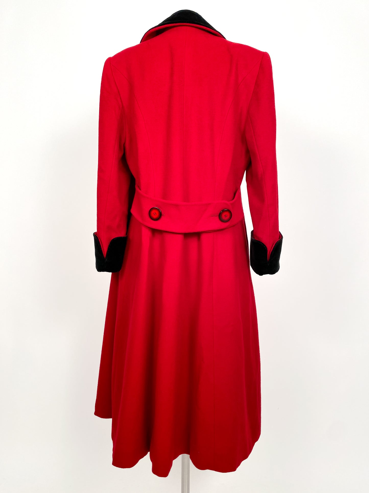 1980s Christian Dior Red Wool Coat / Waist 37