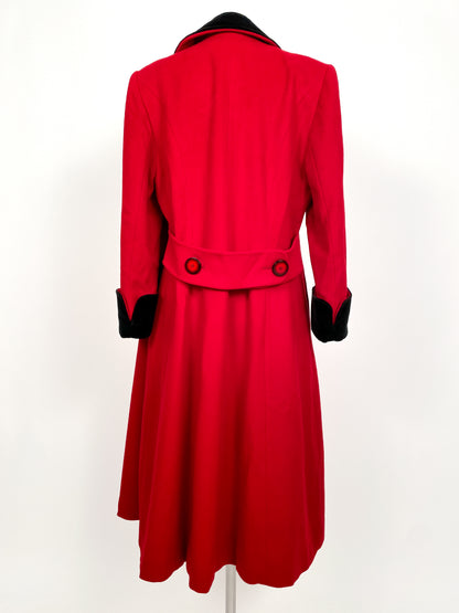 1980s Christian Dior Red Wool Coat / Waist 37