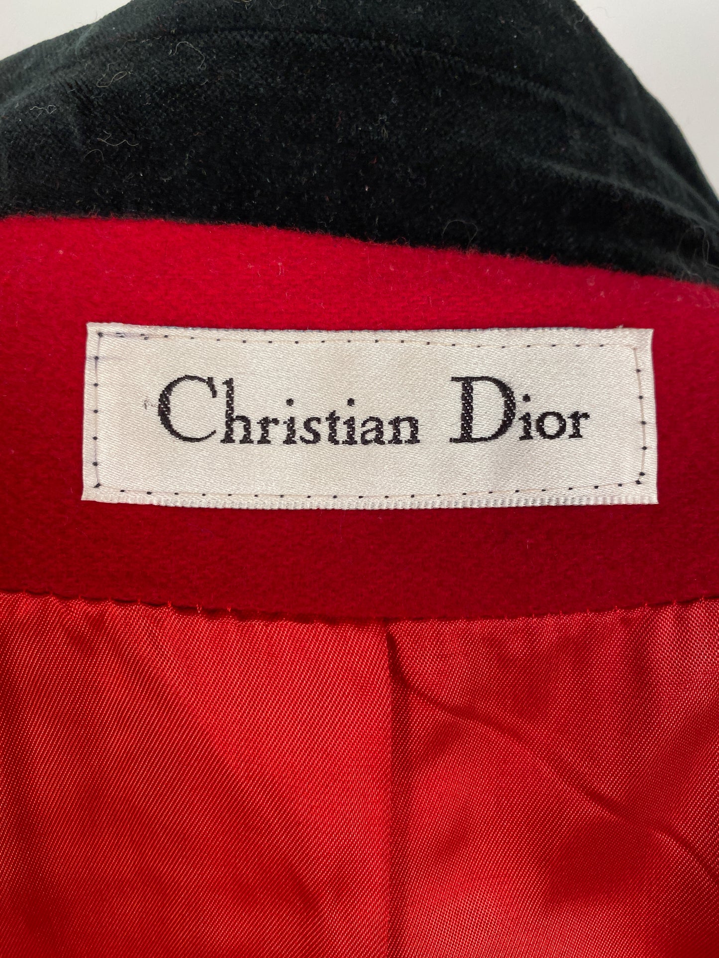 1980s Christian Dior Red Wool Coat / Waist 37