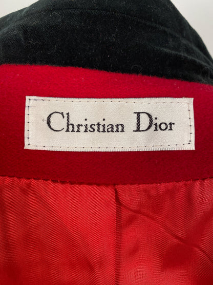 1980s Christian Dior Red Wool Coat / Waist 37