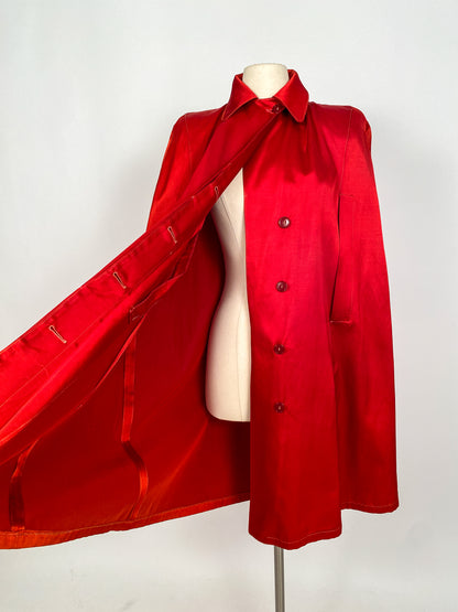 1930-40s Red Satin Cape by Aquatogs  / OSFM