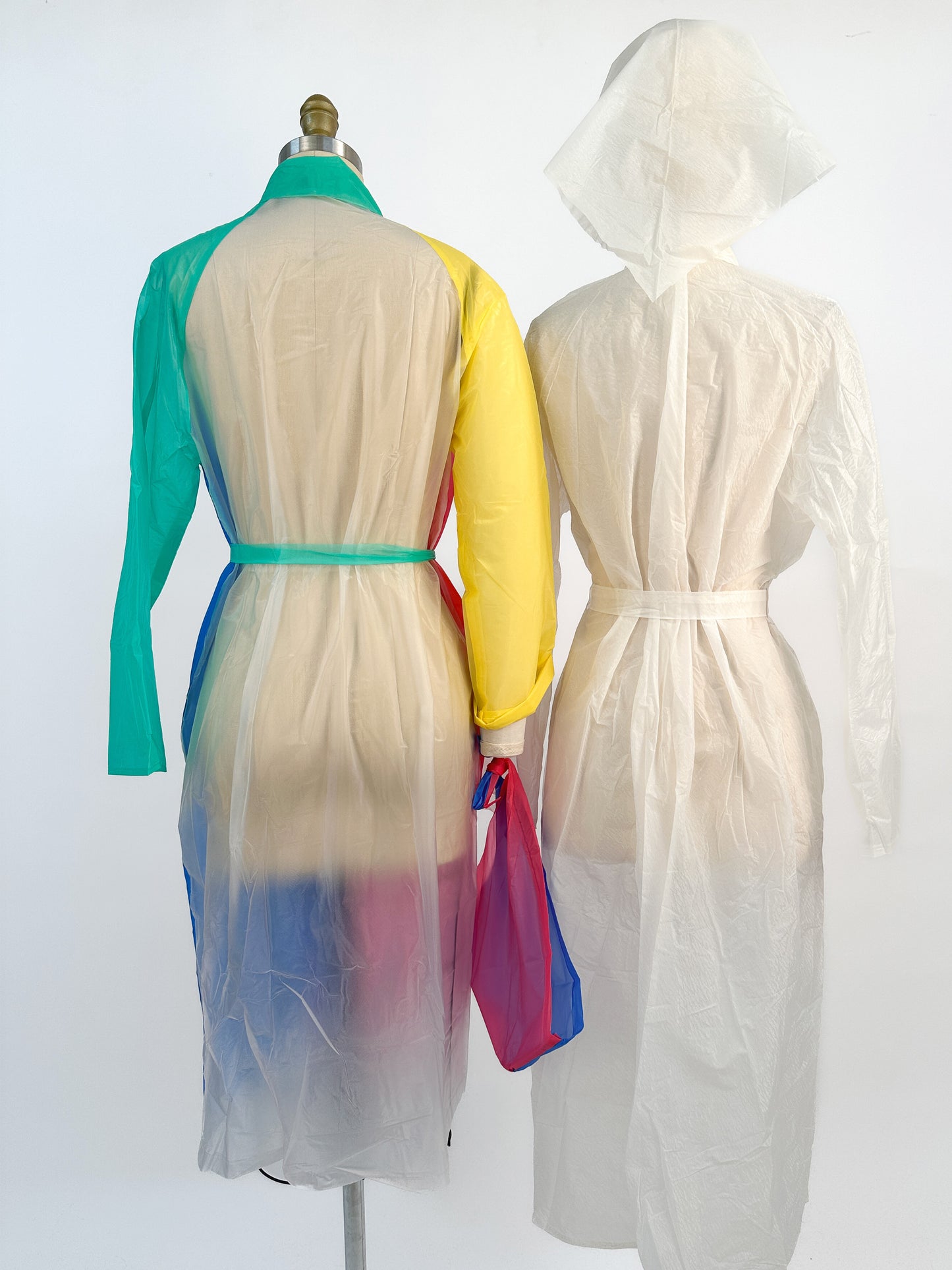 1960s Color Blocked Sheer Vinyl Raincoat / One Size