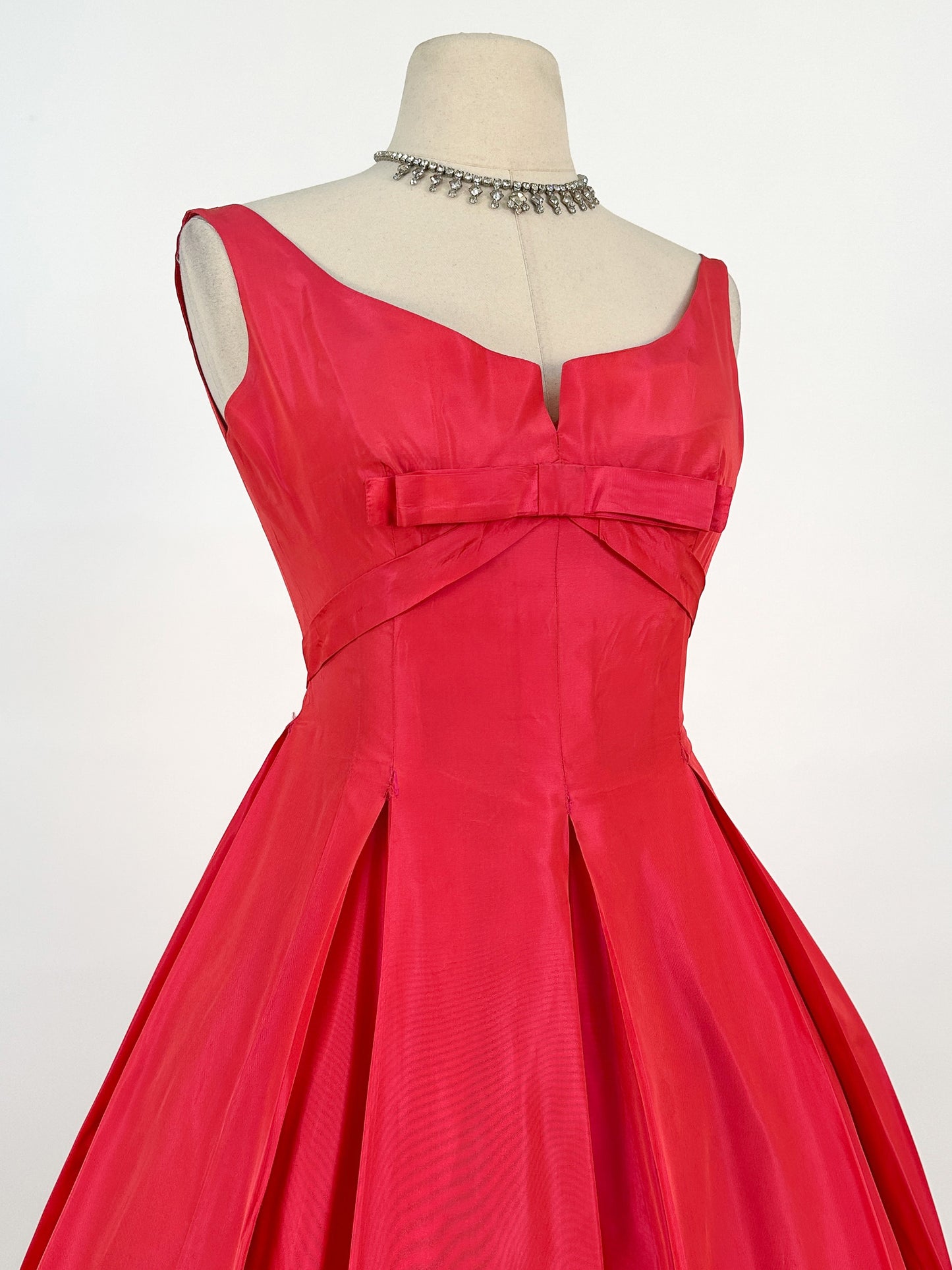 50s Stunning Fuschia Taffeta Gown by Jean Allen / Waist 24