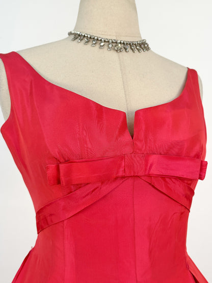 50s Stunning Fuschia Taffeta Gown by Jean Allen / Waist 24