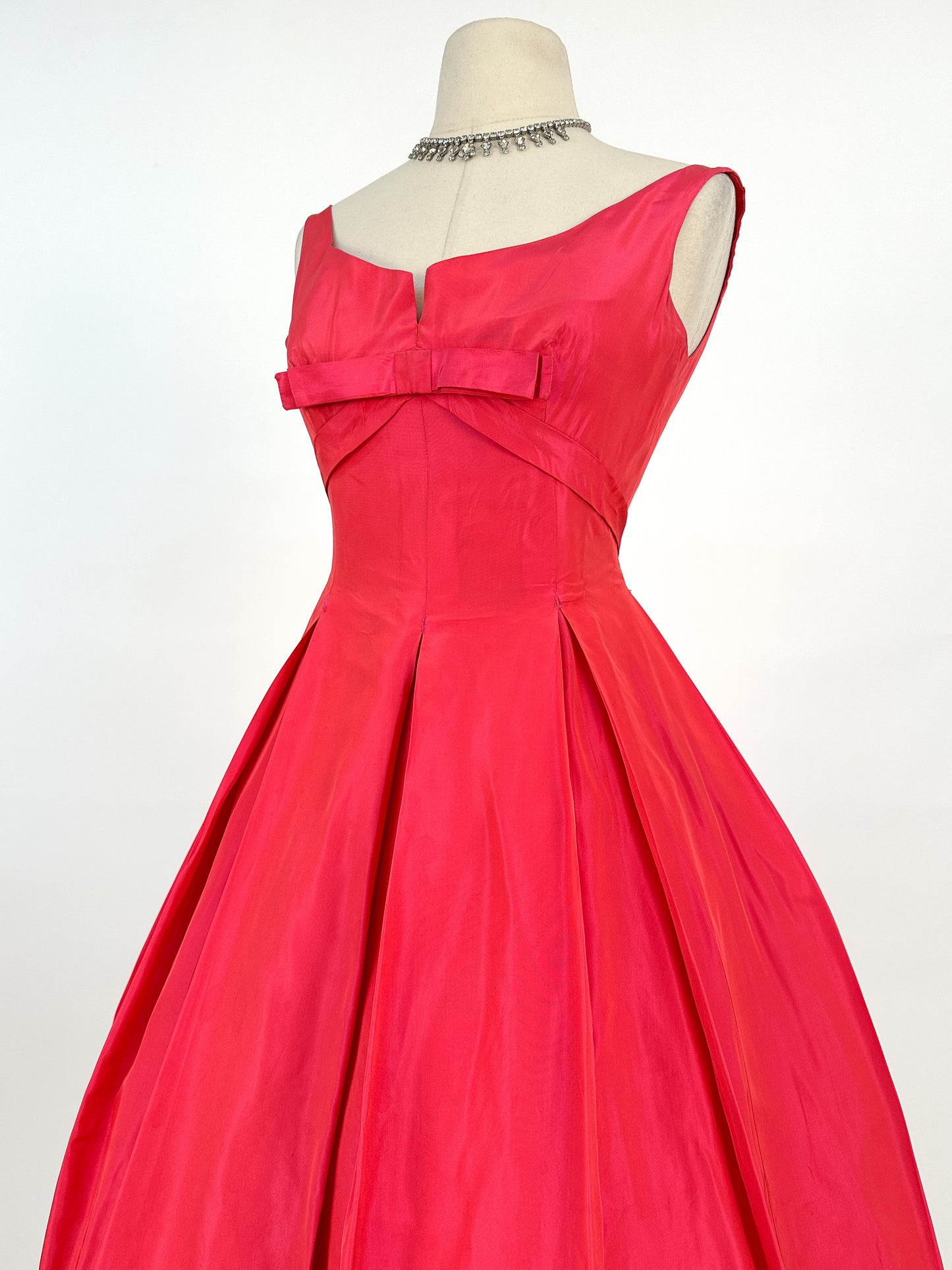 50s Stunning Fuschia Taffeta Gown by Jean Allen / Waist 24