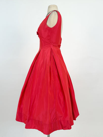 50s Stunning Fuschia Taffeta Gown by Jean Allen / Waist 24