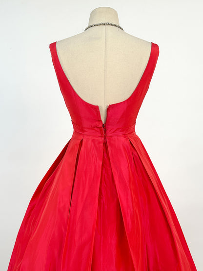 50s Stunning Fuschia Taffeta Gown by Jean Allen / Waist 24
