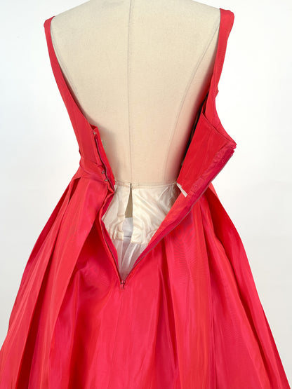 50s Stunning Fuschia Taffeta Gown by Jean Allen / Waist 24