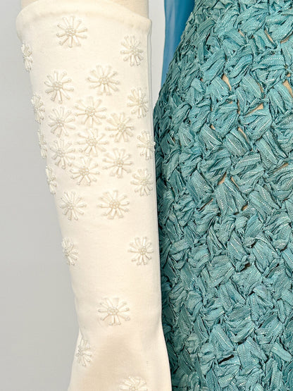 1950s – 60s White Cotton Three-Quarter Beaded Gloves