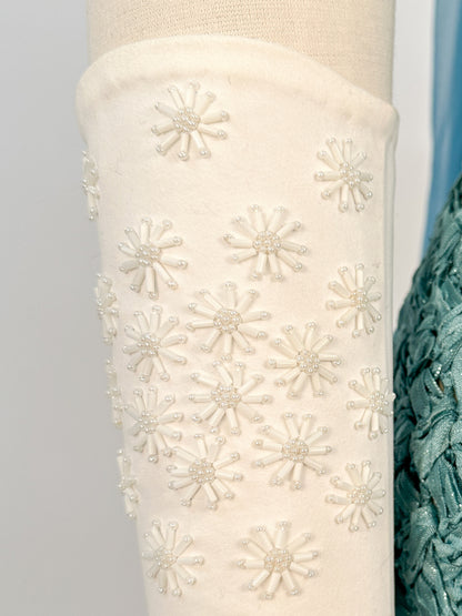 1950s – 60s White Cotton Three-Quarter Beaded Gloves