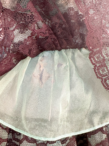 1950s Dreamy Black Lace and Teal Organza Tiered Ball Gown / Waist 24