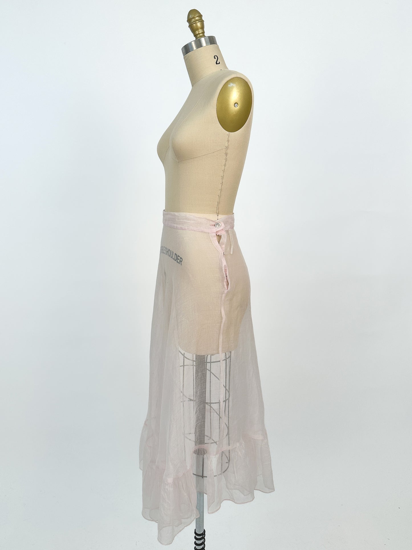 1930s Pale Pink Diaphanous Organza Skirt / Waist 24