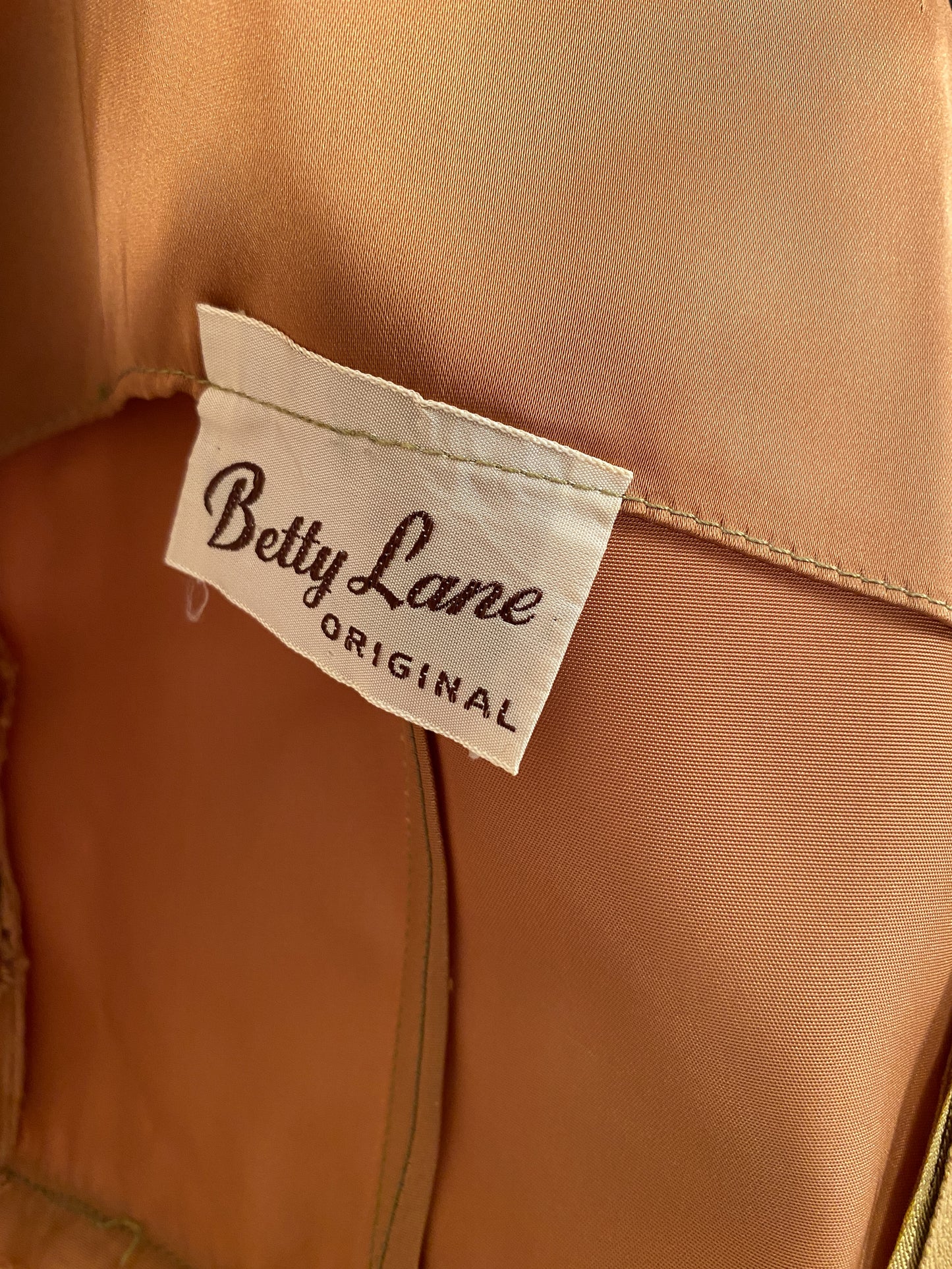 1950s Copper Satin and Ivory Organza Dress / Waist 26