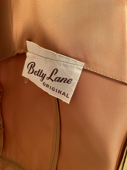 1950s Copper Satin and Ivory Organza Dress / Waist 26