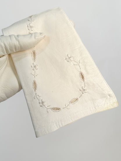 Anticoli White Leather Gloves Made In Italy / Size 7.5