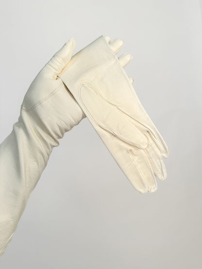 Anticoli White Leather Gloves Made In Italy / Size 7.5