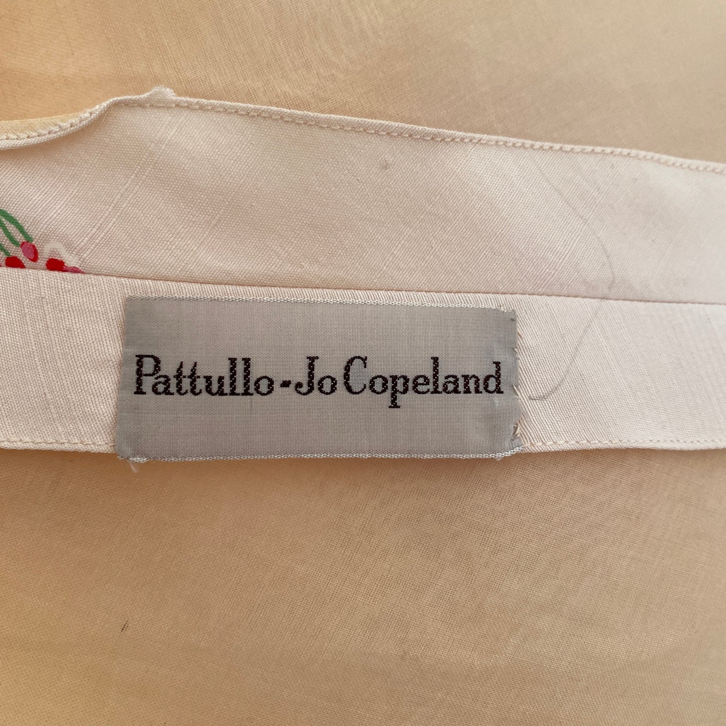 Stunning 1950s Cream Silk Gown with Red Chiffon Bodice by Jo Copeland / Waist 28