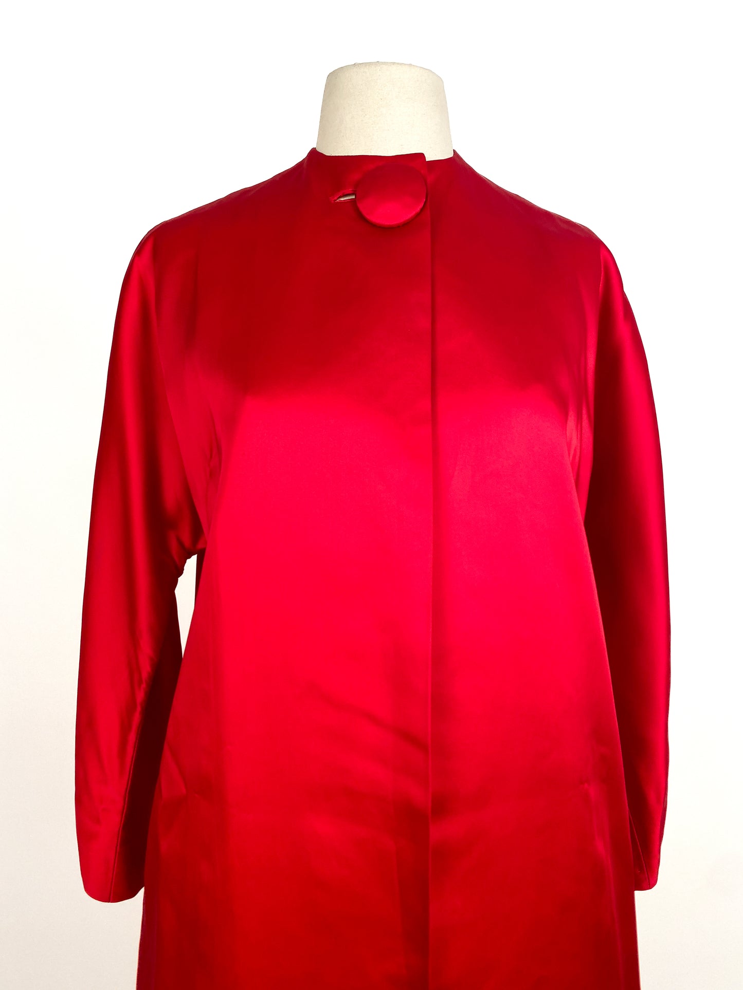 1950s Red Satin Evening Coat / One Size